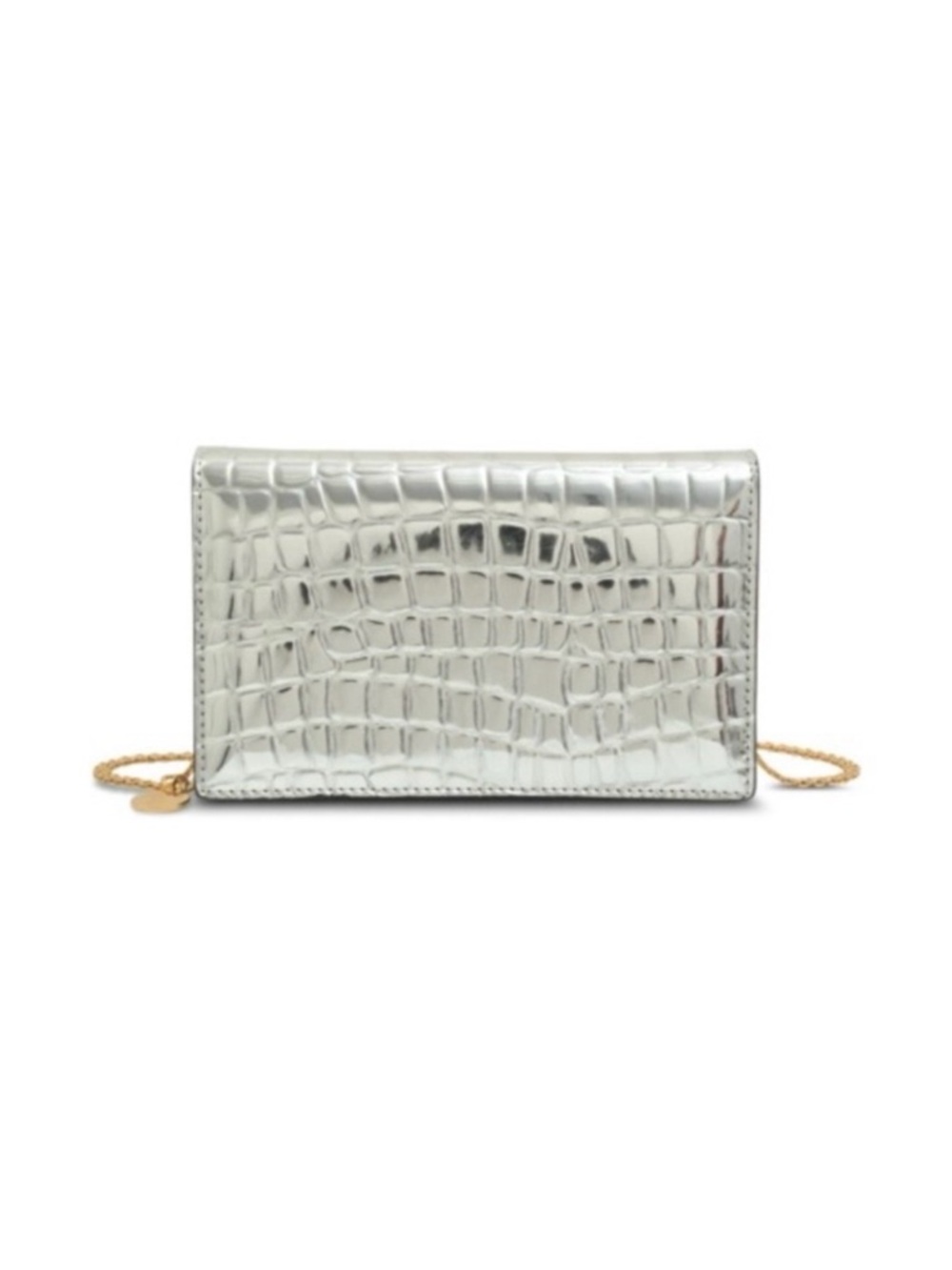 Stella McCartney Grace Coco Metallic Silver Chain Clutch Crossbody